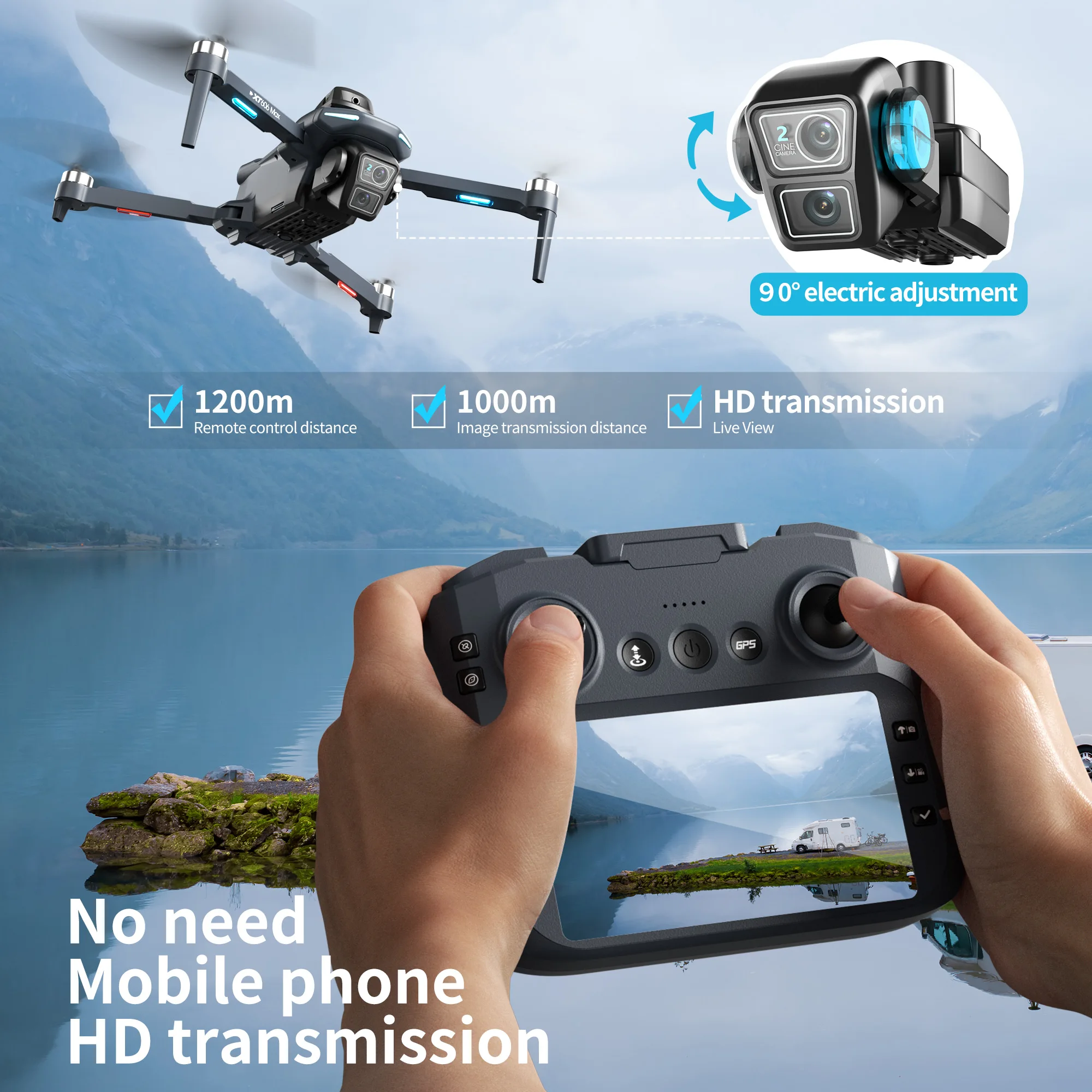 オリジナルXT606ドローン プロフェッショナル 8K HD - Drone Gps Mount のレビューと価格